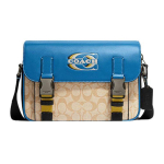 Coach Track 27 Klasikinės spalvų blokų ra&scaron;to spausdintos odinės petinė rankinė per petį Vyri&scaron;ki krep&scaron;iai Mėlyna pilka CH118-QBVFG Basic Set (Bag+Dust Bag)