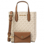 Michael Kors Vincent Logotipo Spaudos Magnetinis Užsegimas Padengtas Drobės Pečių Crossbody Mini Rankinė Moteri&scaron;kos rankinės Vanilės-Baltos 35F4G2VC0B-VANILLA Basic Set (Bag+Dust Bag)