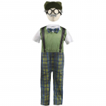 Vaikams Berniukams Mergaitėms Senelio languotos kelnės Kepurė Akiniai Kombinezonas Rinkinys Helovino Cosplay Kostiumai Vaidmenų Apranga XS žalia
