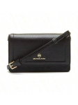MICHAEL KORS Jet Set CharmJet Set Logo Atvartas Odinė Pečių/Kryžinė Rankinė, Mažas Dydis, Moteri&scaron;ka 32S1GT9C5L-BLACK juoda