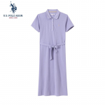 JAV. POLO ASSN.. Moteri&scaron;ka polo suknelė trumpomis rankovėmis XL &scaron;viesiai violetinė spalva