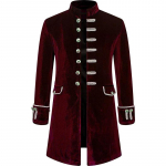 Vyri&scaron;kas Steampunk Gotikinis Viktorieti&scaron;kas &Scaron;varkas Vintage Bordo Aksominis Frakas Viduramžių Frakas Vienodas &Scaron;ventės Helovino Kostiumas Homme S raudona