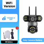 YOOSEE Ai APP Kamera Lauko Vandeniui Atspari HD 6MP WIFI IP CCTV Naktinio Matymo Dvipusis Domofonas I&scaron;manioji Kamera PIR Judesio Sekimas Trijų Objektyvų Kamera Camera+Battery