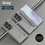 Madingas dėklas su stoveliu telefonui Samsung Galaxy Z Fold 7 5G Fold6, priekinės apsauginė plėvelė, PC kietas korpusas, vyris su S Pen galiniu dangteliu Galaxy Z Fold7 pilka spalva