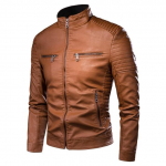 Vyri&scaron;kas rudens priežastinis vintažinis odinis paltas Vyri&scaron;kas pavasario aprangos dizainas Motor Biker Pocket Pu odinė striukė vyrams L brown