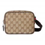 Gucci Klasikinis Dvigubo G Ra&scaron;to Dizainas Užtrauktuko Užsegimas GG Drobės Mini Pečių Krep&scaron;ys Vyri&scaron;kas pečių krep&scaron;ys Smėlio Spalvos Tamsiai Rudo 834268-FAEON-9750 Basic Set (Bag+Dust Bag)