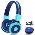 SIMOLIO Belaidės Ausinės Vaikams Bluetooth laisvų rankų įranga su garsumo klausymosi dalijimosi dviguba funkcija žaidimams ir Mėlyna 712M 5.0 Mikrofonas, Apribojimas, Apsauga,