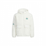 Adidas Originals Trefoil Vienos spalvos Pleistro Logotipas Stovintis Apykaklė Vilnos Striukė Unisex Striukės Balta HS2005 2XL