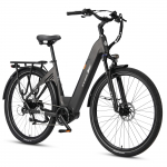 TTGO C7 SE Elektrinis dviratis, 36V 18AH Ilgo nuotolio Ebike su Bafang viduriniu varikliu, Shimano 9 pavarų pilka