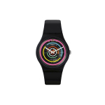 Swatch Originals serijos kvarcinis i&scaron;manusis laikrodis, 41 mm, juodas ciferblatas, plastiko korpusas, silikoninis dirželis, unisex, SVIB106-1200 Multicolor