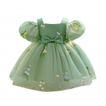 Pirmasis mergaitės gimtadienis, off-shoulder, siuvinėta tiulio princesės suknelė su pūstomis rankovėmis 80cm/9-12 months