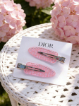 DIOR 2 vnt. Rožiniai Skaidrūs Logotipo Plaukų Sagtukai Metalinės Aligatoriaus Sagtys Madingi Moteri&scaron;ki Kirpčiukų Plaukų Aksesuarai Kasdieniam Dekoravimui rožinė