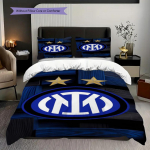 Inter Milan Emblemos Žvaigždžių Spalvų Patalynė (1 * antklodės užvalkalas + 2 * pagalvės užvalkalai, be &scaron;erdies) 2D plok&scaron;čias mink&scaron;tas ir patogus antklodės užvalkalas ir pagalvės užvalkalas 140x200cm
