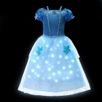 Vaikams LED &Scaron;viečianti suknelė Mergaitėms Vaikams Violetinė Žalia Cosplay Kostiumas Karnavalo Gimtadienio &Scaron;ventės Drabužiai Helovino Kostiumas I&scaron;leistuvių Suknelė 110 (3-4T) blue