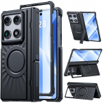 Motorola Razr Fold tvirtas dėklas su apsauga kamerai, vyrio dangteliu ir grūdinto stiklo ekrano apsauga - Titano juoda