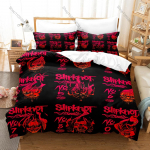 Slipknot 3 dalių patalynės komplektas, antklodės užvalkalas + 2 pagalvių užvalkalai, Nu Metal grupės spaudinys, mink&scaron;tas mikropluo&scaron;tas, roko muzikos gerbėjų dekoras 140x200cm