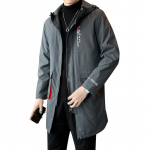 Oversize 8XL Atsitiktiniai Vyri&scaron;ki Juodi Vėjo Striukės Ilgi Paltukai Pavasario Rudens Žiemos Drabužiams 7XL gray