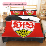 VfB &Scaron;tutgartas Ra&scaron;tas Lovos Patalynės Antklodės Komplektas Namų Dekoras Dovana (1 * antklodės užvalkalas + 2 * pagalvės užvalkalai be &scaron;erdies).xwn 135x200cm black