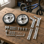 Vaikų pagalbinių ratukų komplektas 16&ndash;24 colių dviračiams ir plieninė vaikų dviračių įranga with Wrench gray