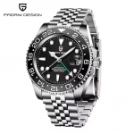 pagani design 40MM Tamsus GMT Vyri&scaron;kas Mechaninis Laikrodis Jubilee Apyrankė Safyro Stiklas Nerūdijantis Plienas Atsparus Vandeniui Automatiniai Laikrodžiai black