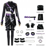 Kpop Demonas Medžiotojai Rumi Mira Zoey Cosplay Odos Kostiumas Su PU Audiniu Anime Vakarėliams Zoey,Child 150 black