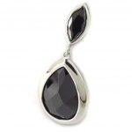 Les Tr&eacute;sors De Lily [K6447] - Pendentif Argent 'Linda' noir argent&eacute; (rhodi&eacute;) - 30x12 mm