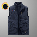 Rudens/žiemos plius Velvet Vest lauko sportinė liemenė vidutinio ir vyresnio amžiaus vyrams Greitai džiūstanti kelių ki&scaron;enių laisvalaikio liemenė 6XL ultramarino mėlyna spalva