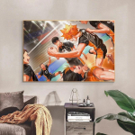 Medžio masyvo rėmas Anime Haikyuu Plakatai Tinklinio berniuko drobės paveikslai Japoni&scaron;ki animacinių filmų figūrų spaudiniai Sienų meno paveikslėliai svetainei 15*20cm(with frame)