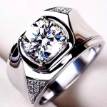 Moissanite žiedas vyri&scaron;kas 1 karato žiedas su deimantu, verslo atmosferos platus žiedas