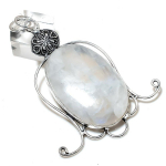 Natural Rainbow Moonstone Gemstone 925 Sterling Silver Pendant 3.03 b3k63