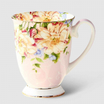 Mėlynos rožinės gėlės &Scaron;iaurės Europa Bone China puodeliai, didelės talpos kūrybingas pastoracinis vandens puodelis pienui ir kavai namų arbatos rinkinys