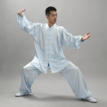 Kinų tradicinis Tai Chi kostiumas Kung Fu 2 vnt. / rinkinys Unisex mygtukų mar&scaron;kinėliai laisvi vienspalviai dėvėti vyri&scaron;ki drabužiai XXL &scaron;viesiai mėlyna spalva