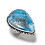 Neon Blue Apatite Gemstone Handmade 925 Sterling Silver Jewelry Ring Size 7 e6r66