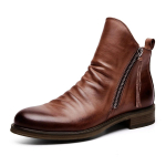 Vyri&scaron;ki darbo batai, nauji, odiniai, aulinukai iki kulk&scaron;nies, su dvigubu užtrauktuku ir neslystančiais batais, skirti vyrams, su platforma, &bdquo;Zapatos De Hombre&ldquo;. 38 ruda