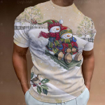 Juokingi Kalėdų Senelio spaudiniai Kalėdiniai mar&scaron;kinėliai 3D negabaritiniai mar&scaron;kinėliai Vyri&scaron;ki mar&scaron;kiniai Vasaros atostogų Kasdieniai i&scaron;kirpti vyri&scaron;ki Harajuku drabužiai L