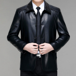Vyri&scaron;kos rudens ir žiemos natūralios odos striukės, vyri&scaron;kos avikailio vidutinio amžiaus tėčio drabužiai, atlapai, odinės striukės 170