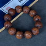 Vyri&scaron;ka &scaron;e&scaron;ių krypčių raudonojo sandalmedžio Huanghuali apyrankė su Prajnaparamitos &Scaron;irdies Sutros raižiniais - Budistinių karolių dizainas 20mm*12 beads