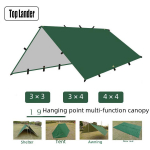 19 ta&scaron;kų daugiafunkcinis sidabru dengtas atsparus ply&scaron;imams tentas - apsauga nuo lietaus ir saulės kempingo palapinė 3x3 with matching edging and square outer bag chaki