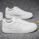 Vyri&scaron;ki sportbačiai Laisvalaikio sportiniai batai vyrams Lengvi PU odos kvėpuojantys batai Vyri&scaron;ki plok&scaron;ti balti tenisiniai batai Zapatillas Hombre 39