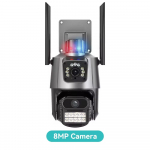 LS VISION Trys objektyvai Trys ekranai 9MP 6K HD PTZ Wifi IP kamera Dviejų objektyvų dvigubi ekranai 4K 8MP automatinis judesio stebėjimas ICsee belaidė kamera 8MP Cam