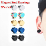 Dviejų dalių Punk vyri&scaron;kas magnetas, stiprus magnetinis magnetų rinkinys auskarai be auskarų, netikri auskarai, dovana vaikino papuo&scaron;alų mylėtojui 8 mm