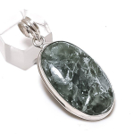 Seraphinite Gemstone Handmade 925 Sterling Silver Jewelry Pendant 2.05 w1a61