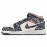 Air Jordan 1 Mid SE GS Gėliniai Vaikų Sportbačiai Juodi Angracito Spalvos Balti FJ3451-001 37.5