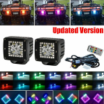 1 pora 72W 3 itin ry&scaron;kūs kubiniai LED darbo &scaron;viesos žibintai su RGB halo spalvos angel eyes