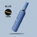 Sustiprintas 24 stipinų skėtis, vyri&scaron;kas verslo, tvirtas ir patvarus vėjui atsparus skėtis, anti-UV apsauginis skėtis nuo saulės, moteri&scaron;kas, saulėtas &scaron;viesiai mėlyna spalva