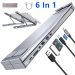 8-in-1 USB-C ne&scaron;iojamojo kompiuterio stovas su doku Universalus USB C dokas Plan&scaron;etinio kompiuterio stovas Sulankstomi Type-C &scaron;akotuvai Adapteris Plug and Play A1