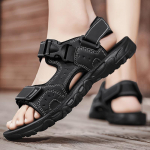 Vasariniai vyri&scaron;ki laisvalaikio velcro sandalai, kvėpuojantys, lengvi, madingi, universalūs paplūdimio batai, vyri&scaron;ki batai 30 juoda