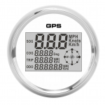 85mm Spidometras Skaitmeninis GPS LCD 8 Spalvų Ap&scaron;vietimas 0‑999 Mazgai KM H MPH 12V 24V Baltas Ciferblatas Sidabrinis Rėmelis