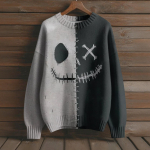 Megztiniai ilgomis rankovėmis moterims su O formos i&scaron;kirpte, kasdieniai, mieli, su spauda, megzti, didelio dydžio megztinis XXL