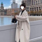 Kostiumo apykaklė Vilnonis paltas Moteri&scaron;kas Ilgas Žieminis Atnaujintas Storas Hepburn Stiliaus Korėjieti&scaron;kas Patogus Prigludimas Vilnonis Paltas 2XL